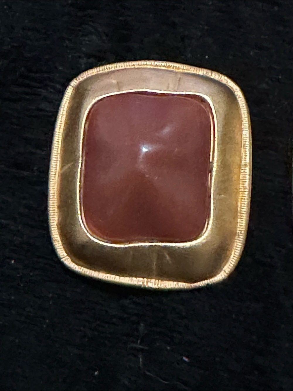Gold-Tone Brown Stone Square Statement Clip on Earrings